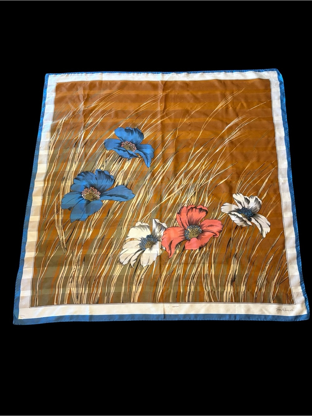 Vintage GimRenoir Floral Square Scarf 34x34 Mod Boho Retro Wildflower Print